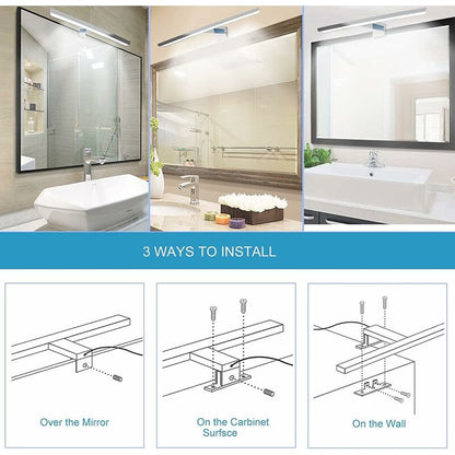 Bathroom Mirror Light 30Cm LED 6W 230 Volt Bathroom Mirror Light 6000K Full Aluminum 3In1 Bathroom Mirror Light