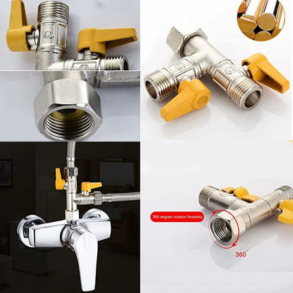 Brass Three Way Valve, Brass Three Way Shower Valve, Brass Three Way Valve, T Connection, Kitchen Or Bathroom Stop Valve