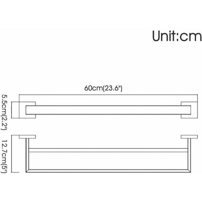 Bathroom Wall Mounted Towel Rack, Double Towel Bar, Chrome Mirror Polished, 60Cm