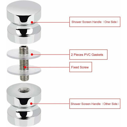2 Pairs Stainless Steel Sliding Shower Door Knobs Glass Shower Door Handles For Bathroom Kitchen Home Office Hotel