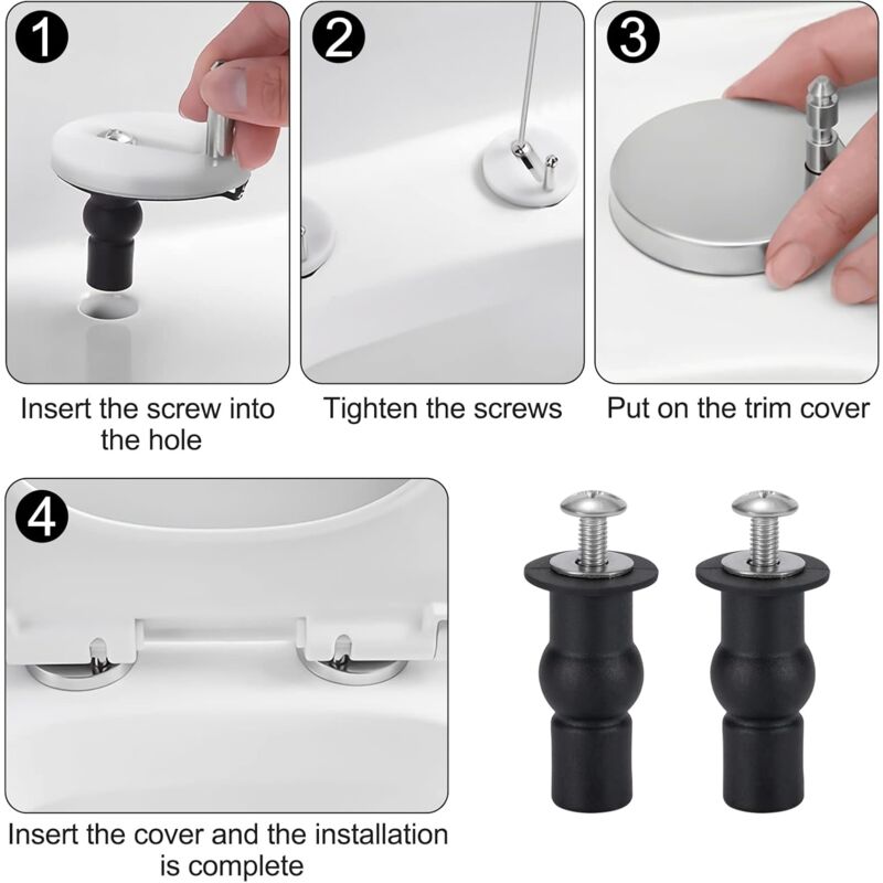 Toilet Seat Fixing Toilet Seat Hinge Toilet Seat Fixing Screws For General Toilet Seats 4 pcs Black