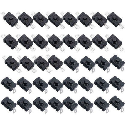 40 pcs Self-Locking Push Button Switch, Kan-28 Mini Flashlight Switch (20 pcs Flat Pin With Hole + 20 pcs Bent Pin With