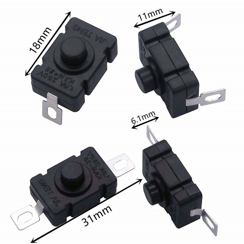 40 pcs Self-Locking Push Button Switch, Kan-28 Mini Flashlight Switch (20 pcs Flat Pin With Hole + 20 pcs Bent Pin With