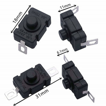 40 pcs Self-Locking Push Button Switch, Kan-28 Mini Flashlight Switch (20 pcs Flat Pin With Hole + 20 pcs Bent Pin With
