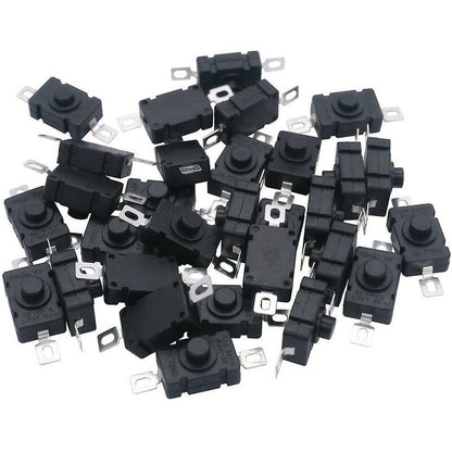 40 pcs Self-Locking Push Button Switch, Kan-28 Mini Flashlight Switch (20 pcs Flat Pin With Hole + 20 pcs Bent Pin With