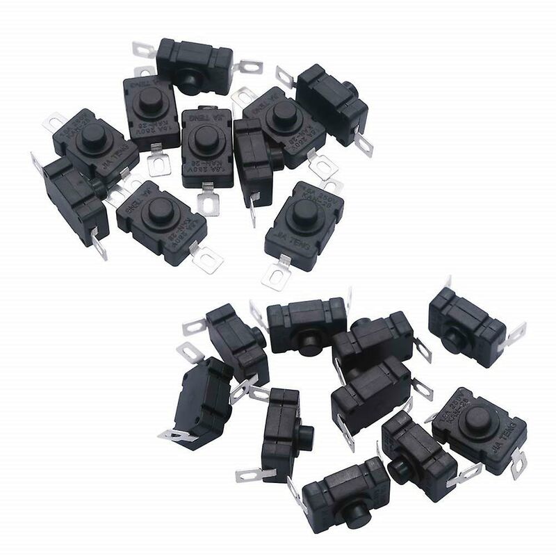 40 pcs Self-Locking Push Button Switch, Kan-28 Mini Flashlight Switch (20 pcs Flat Pin With Hole + 20 pcs Bent Pin With