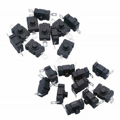 40 pcs Self-Locking Push Button Switch, Kan-28 Mini Flashlight Switch (20 pcs Flat Pin With Hole + 20 pcs Bent Pin With
