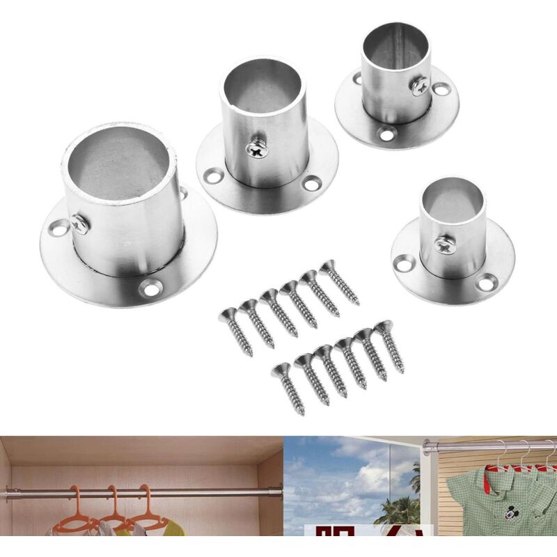 2 Pack Stainless Steel Closet ROd Brackets With Flange