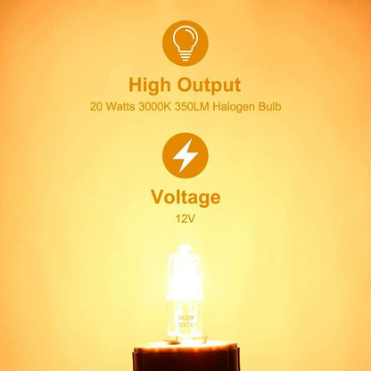 G4 Halogen Bulbs, 12V 20W Halogen Pin Base Lamp, Warm White 3000K, 350Lm, Dimmable, G4 Low Voltage Halogen Lamp, Clear