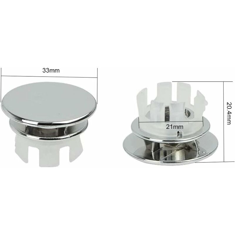 6 pcs Chrome Bathroom Sink Overflow Plug Toilet Overflow Drain Hole ROund Part