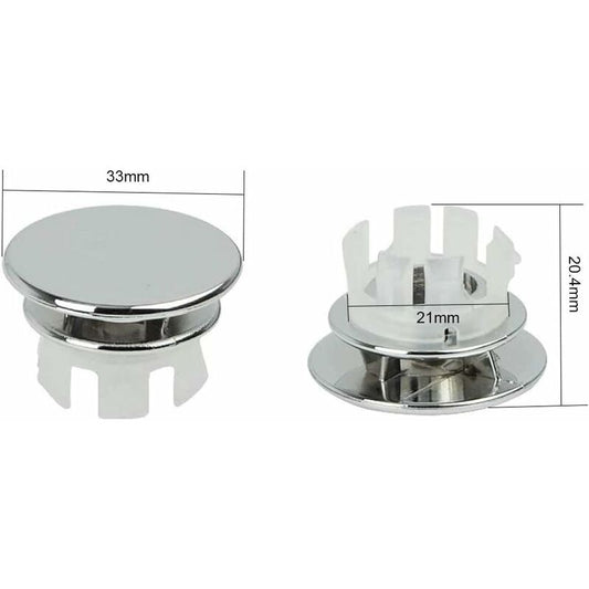 6 pcs Chrome Bathroom Sink Overflow Plug Toilet Overflow Drain Hole ROund Part