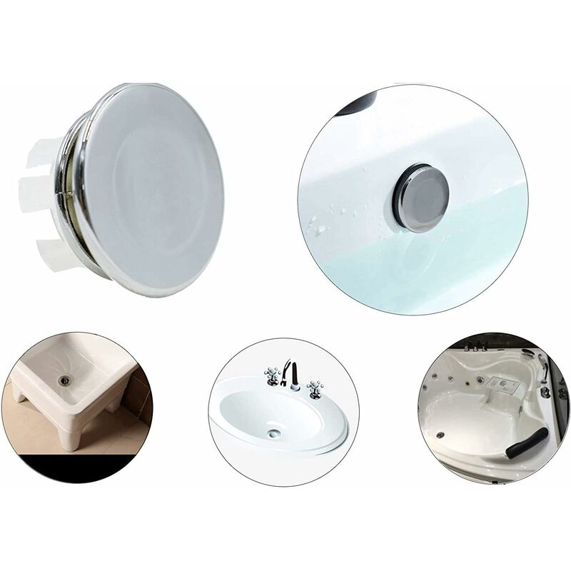 6 pcs Chrome Bathroom Sink Overflow Plug Toilet Overflow Drain Hole ROund Part