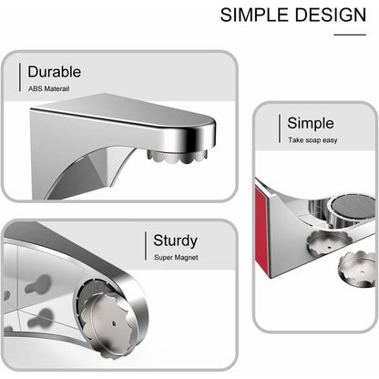 2 Pack Plastic Soap Dish Holder With 3M Magnetic Magnet, Wall Hanging Soap Holder, Easy To Use For Bathroom, Kitchen