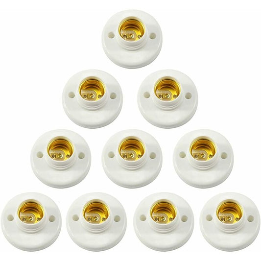 E27 Lamp Holder Screw Socket Plastic Wall Mount LED Bulb Base Converter Adapter Holders For E27 Bulb Plastic ROund