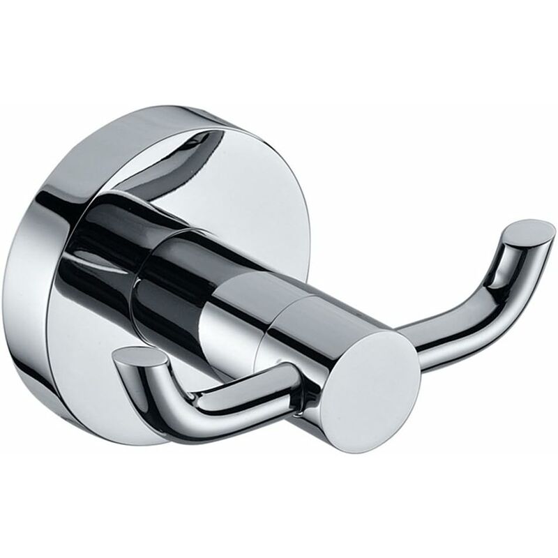 2 Pack Modern Polished Chrome Wall Hooks Solid Brass Double Towel Bar Bathroom Toilet Hat Clothes Wall Hanger Holder