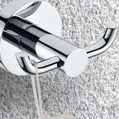 2 Pack Modern Polished Chrome Wall Hooks Solid Brass Double Towel Bar Bathroom Toilet Hat Clothes Wall Hanger Holder