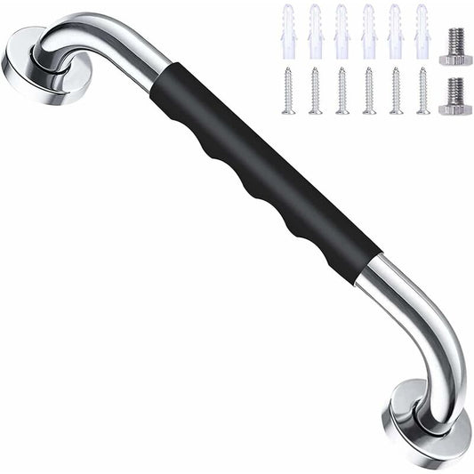 Black Safety Bathtub 40Cm, Non-Slip, Wall-Mounted Stainless Steel Grab Bar, For Bathroom Toilet Handle For