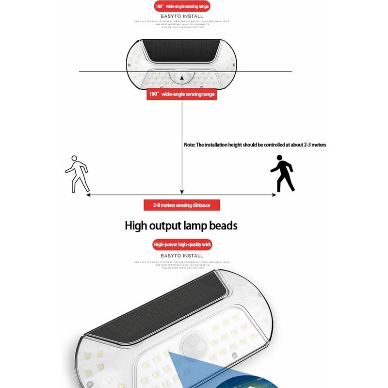 Solar Light Outdoor 40 LED Motion Sensor Waterproof Wireless Solar Security Lights For Outdoor Garage Yard Patio