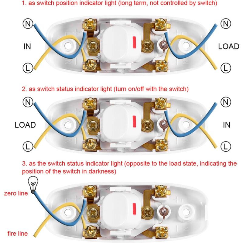 5 pcs Ac 250V 10A Compact Plastic On/Off ROcker Switch LED ROcker Switch Inline Cord Light Lamp Switch Control Solder
