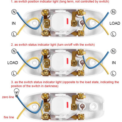 5 pcs Ac 250V 10A Compact Plastic On/Off ROcker Switch LED ROcker Switch Inline Cord Light Lamp Switch Control Solder