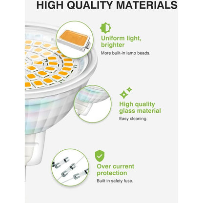 LED Bulbs Gu5.3 5W 12V Mr16 Spotlight Replace Halogen Spotlight 460 Lumens Warm White 3000K Non-Dimmable Pack Of 6