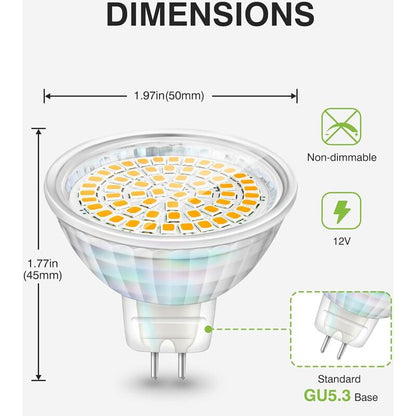 LED Bulbs Gu5.3 5W 12V Mr16 Spotlight Replace Halogen Spotlight 460 Lumens Warm White 3000K Non-Dimmable Pack Of 6