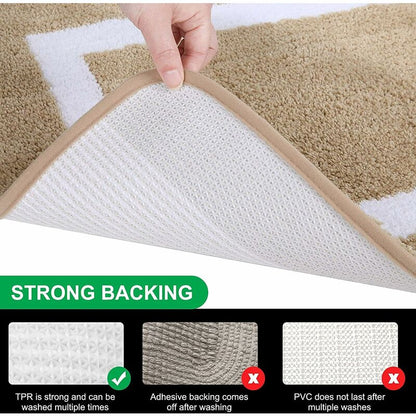 Non-Slip Bath Mat, Soft Microfiber Bathroom Mat, Absorbent High Pile Bath Mat, Machine Washableable - 40 X 60 Cm - Beige