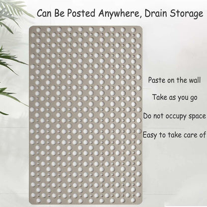 Anti-Mold Non-Slip Bath Mat Tpe Shower Mat Antibacterial Non-Slip Bathroom Mat With Suction Cups Khaki 16.9" X 29.5".
