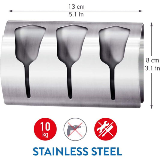 Adhesive Bathroom Towel Holder, Kitchen Towel Rack With 3 Brushed Stainless Steel Hooks, 10 Kg