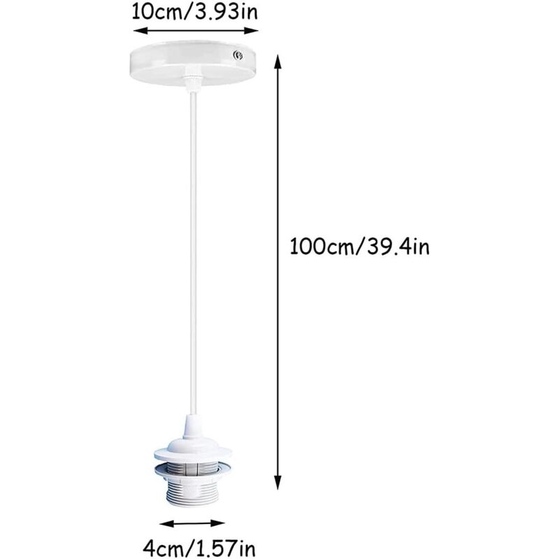 Parts E27 Lamp Socket, Pendant Light Holder Hanging Lamps Accessories With 1M Cable, E27 Lamp Holder With Cable For