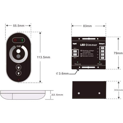 12V Wireless LED Touch LED Dimmer Switch - 12V Dc With Remote Control For All Dc Dimmable LED Lamps - 18A Wireless