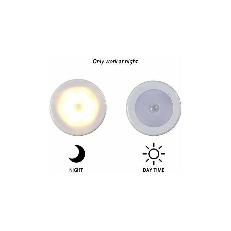 Wireless LED Motion Sensor Light For Closet, Stairs, Hallway, Kitchen, Bedroom (6 pcs) (White Shell (Warm Light)