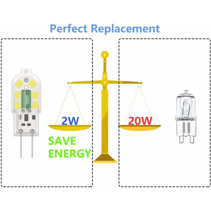 G4 2W LED Bulb, 20W Halogen Bulbs Equivalent, Cool White 6000K, 200Lm, 12X Smd, 12V Ac/Dc - Pack Of 10 [Energy Class A+]