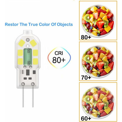 G4 2W LED Bulb, 20W Halogen Bulbs Equivalent, Cool White 6000K, 200Lm, 12X Smd, 12V Ac/Dc - Pack Of 10 [Energy Class A+]