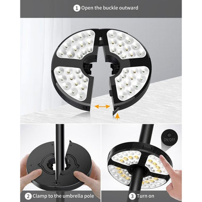 48 LED Rechargeable Umbrella Light, With 3 Lighting Modes 72 Hours Adjustable Cordless Light For Garden Patio Umbrella