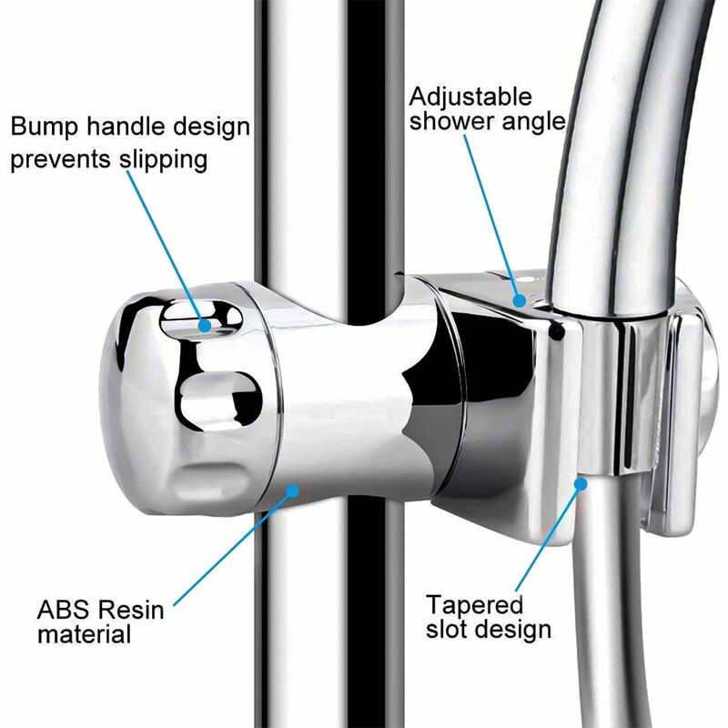 Replaceable Handheld Shower Holder, Shower Head Holder, Adjustable Bathroom Shower Clamp Fit 25Mm Shower Bar, 19-22Mm