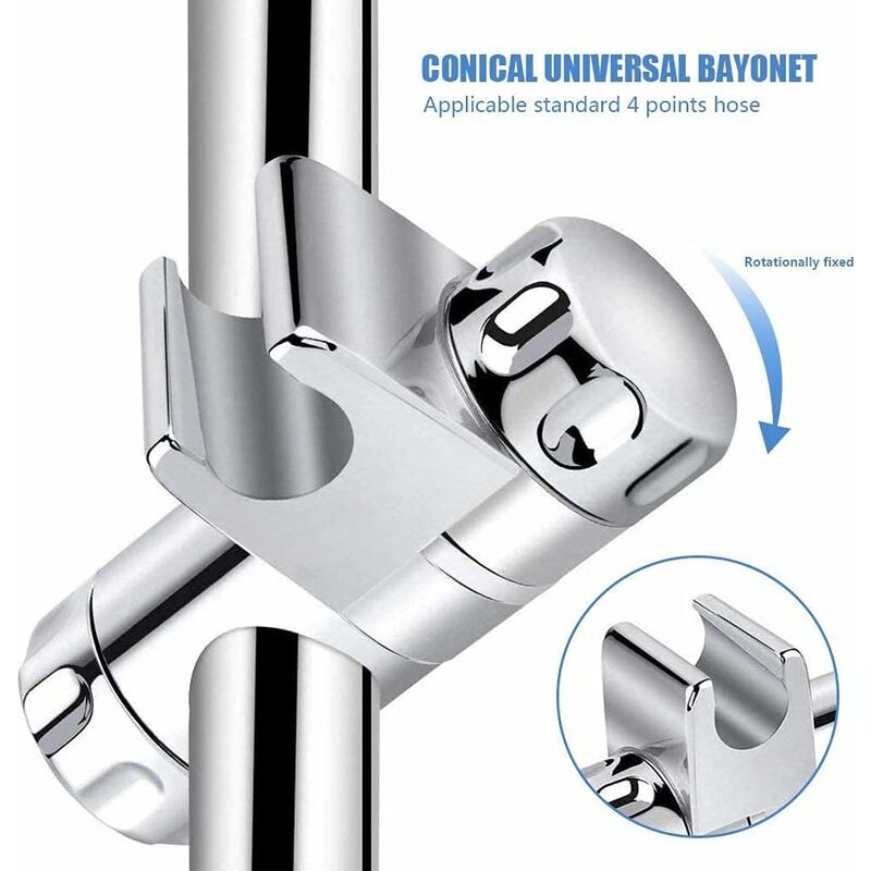 Replaceable Handheld Shower Holder, Shower Head Holder, Adjustable Bathroom Shower Clamp Fit 25Mm Shower Bar, 19-22Mm