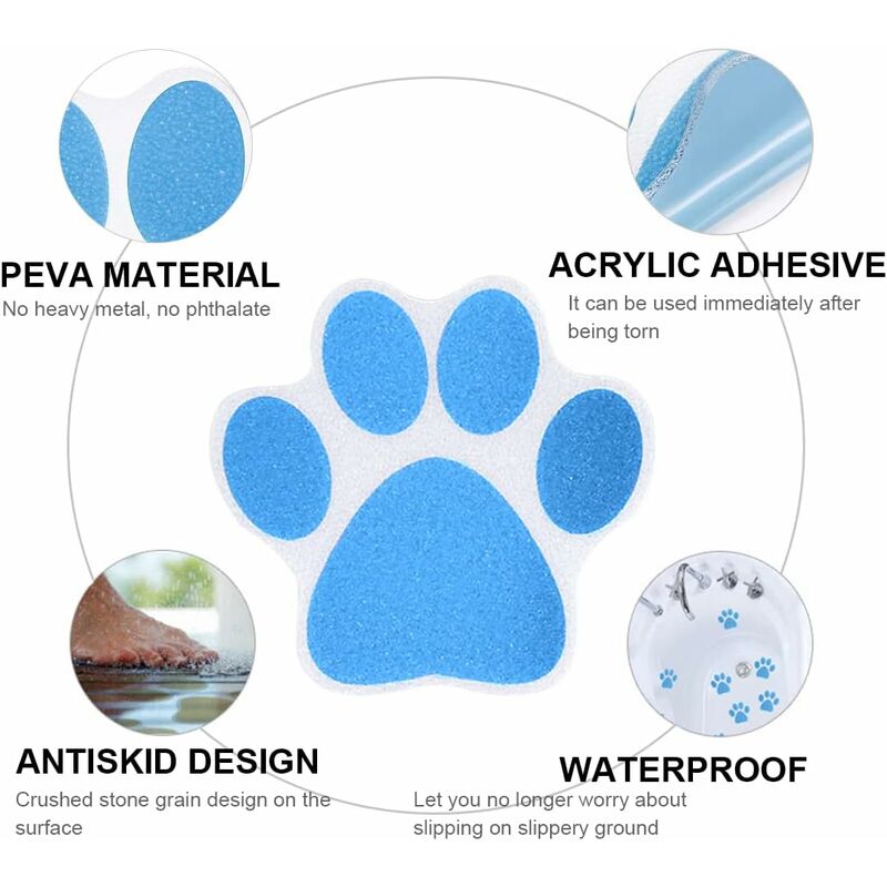 15 pcs Non-Slip Bathtub Stickers Kids Adult Shower Anti-Slip Stickers Dog Paw Waterproof Non-Slip Pads For Bathtub,
