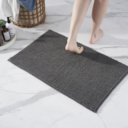 Non-Slip Chenille Bath Mat Super Absorbent And Machine Washableable For Bathroom, Shower, Bathtub Or As A Toilet Mat