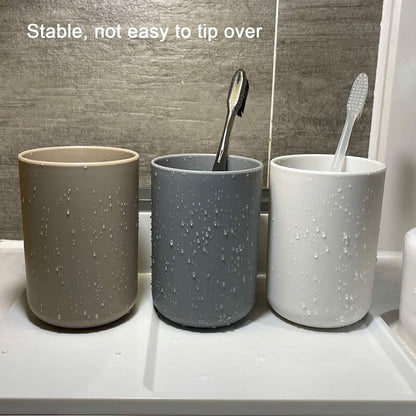Bathroom Tumbler, Toothbrush Holder, 3 pcs Set, Food Grade Plastic, Absolutely Unbreakable (White, Gray, Brown)