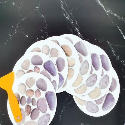 8 pcs ROund Bathtub Stickers, Diameter 15Cm, Bath Stone Pattern, Bathroom Background, Sticker With Scraper, For