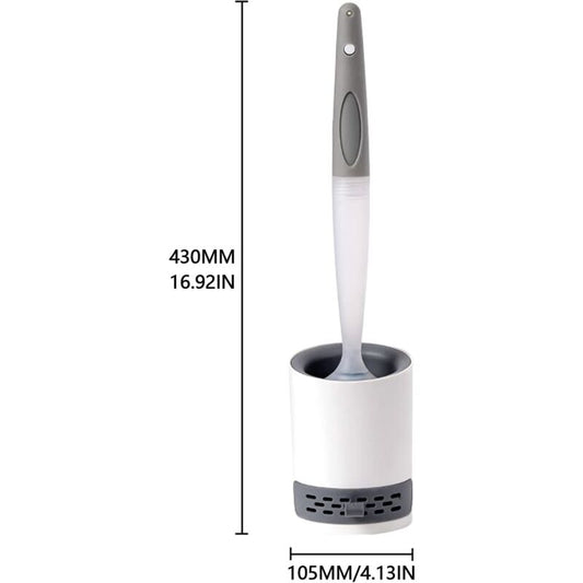 Silicone Toilet Brush With Soap Dispenser, Wall Mounted/Standing No Drilling Cleaning Brush With Holder For Bathroom