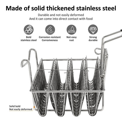 Stainless Steel Taco Shell Fryer Basket, 4 Shell Tortilla Fry Rack with Detachable Handle