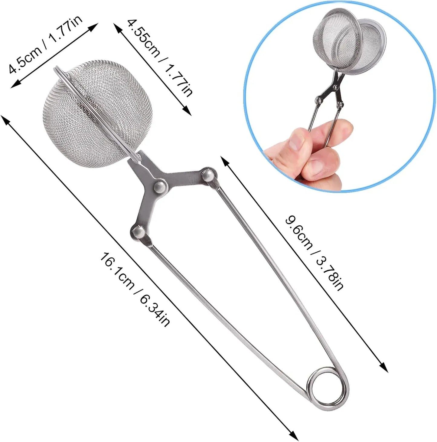 4 Pack 304 Stainless Steel Tea Strainers, Fine Mesh Ball Infusers with Squeeze Handle
