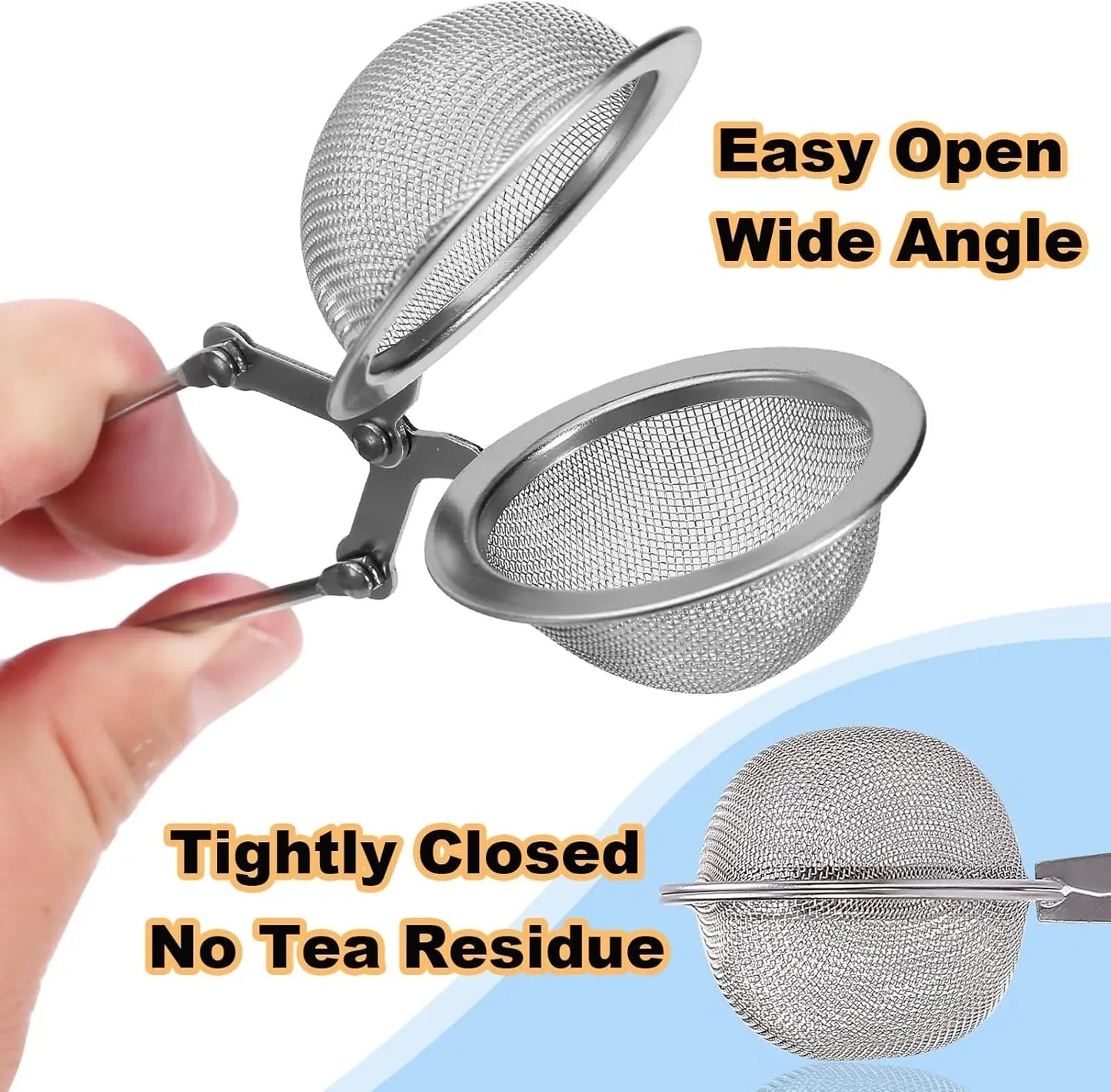 4 Pack 304 Stainless Steel Tea Strainers, Fine Mesh Ball Infusers with Squeeze Handle