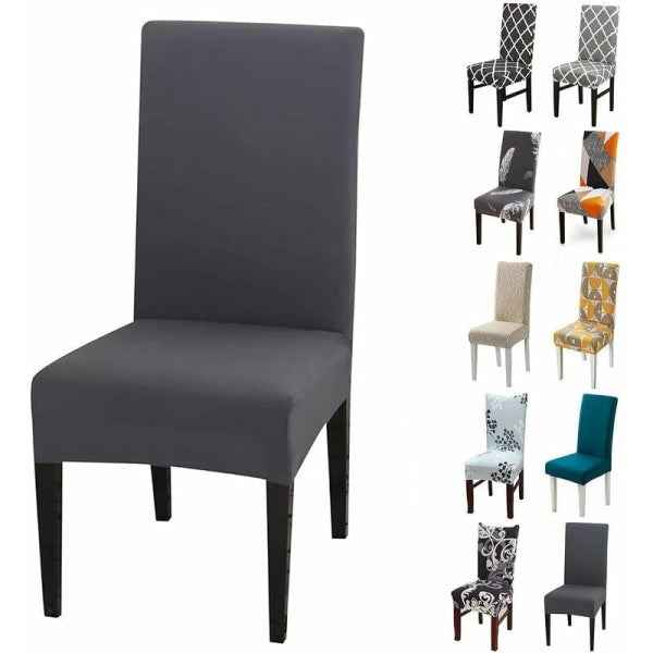 Set of 6 Universal Stretch Chair Covers - Modern - Grey
