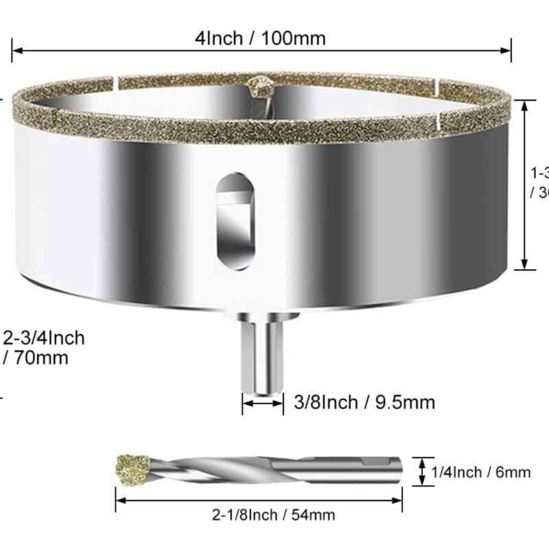 Diamond Hole Saw 100mm with Centering Drill Tile Cutter