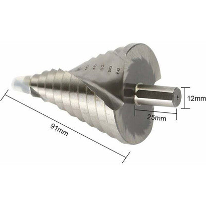 HSS Step Drill Bits Ø 6-60mm for Metal Wood Plastic Spiral Cone Drill