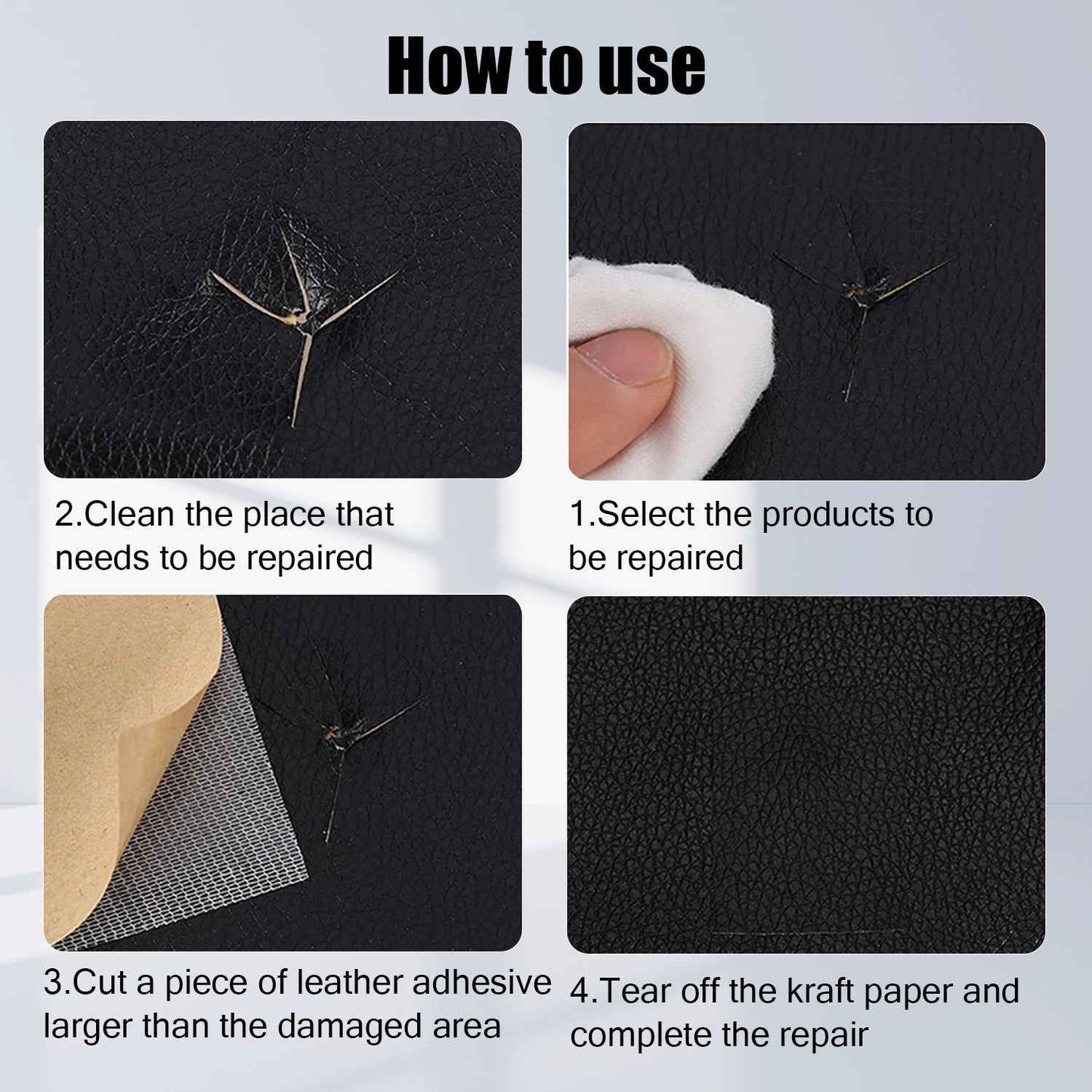 Self-adhesive repair patch artificial leather 50x138 cm Black Black Black Variety