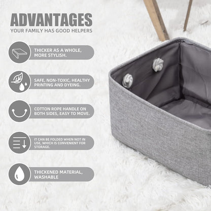 Organizing Fabric Storage Basket Box for Shelves, Nursery, Decorative Baskets(Solid Grey-2 Pack, Small-12.2 * 8.3 * 5.1inches)